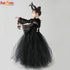 Black Devil Tutu Costume Gothic Halloween Girls Fancy Tutu Dress with Feather Gown Dress